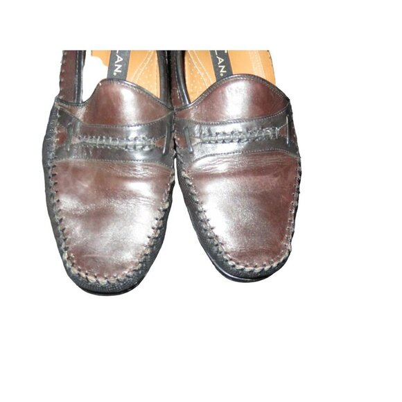 Mezlan Brown & Black Color block Italian Leather Loafers size 9 M - Picture 3 of 11